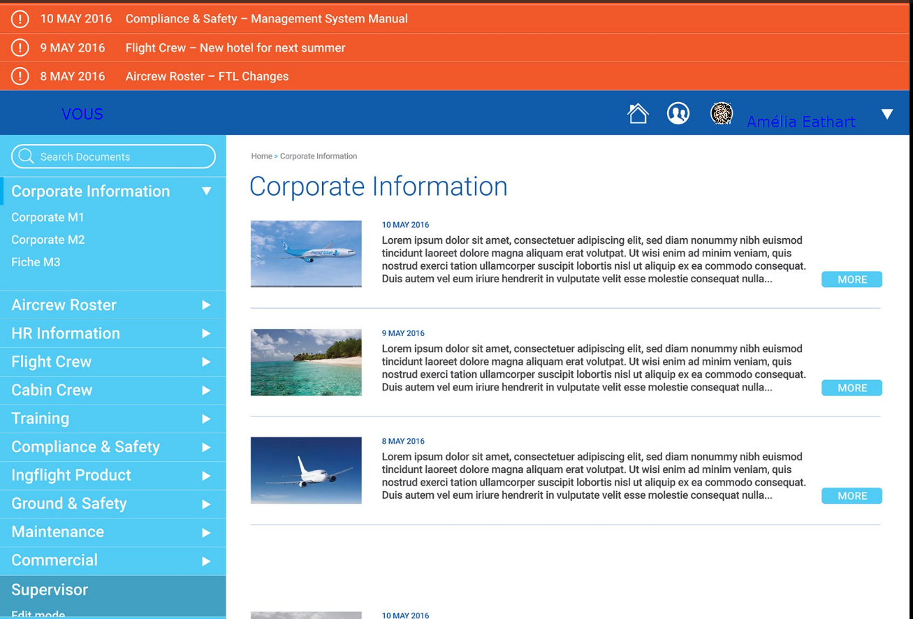 MyFrenchBlue :<br> l'intranet de la compagnie